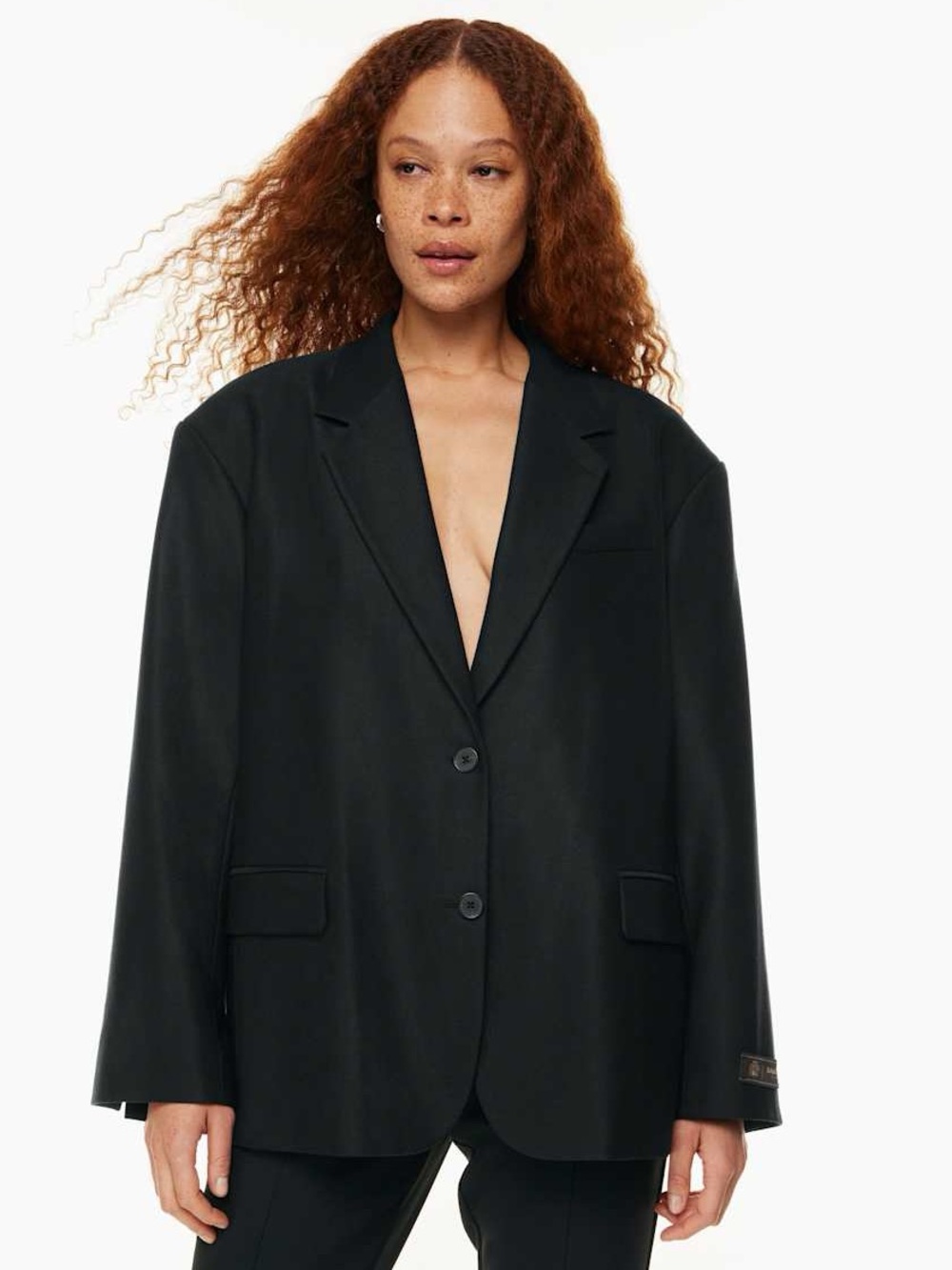 Aritzia Babaton Vogue Blazer in Black 95% Wool Oversized $268 Retail